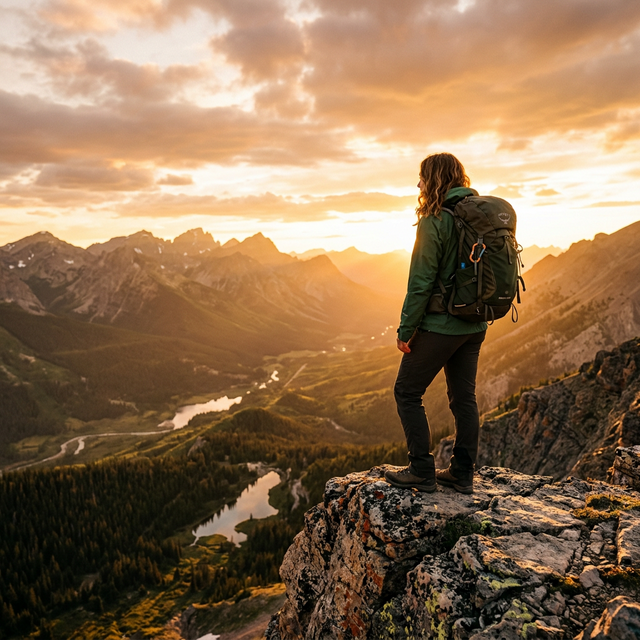 A person standing at a mountain overlook at sunrise in Northern Colorado